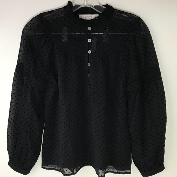 Ann Taylor Loft Swiss Dot Blouse, XXS Petite, NWT - Picture 4 of 5